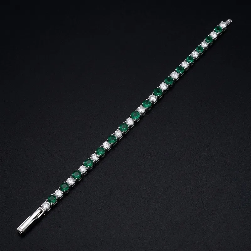 Pulseira HB-0796+CSRD2.0SQ em prata 925 com esmeralda
