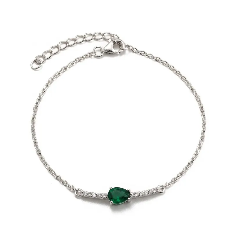 Pulseira HSB-1993 em prata 925 com esmeralda