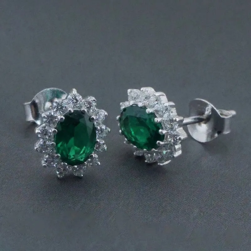Brincos SET-2489E em prata 925 com esmeralda